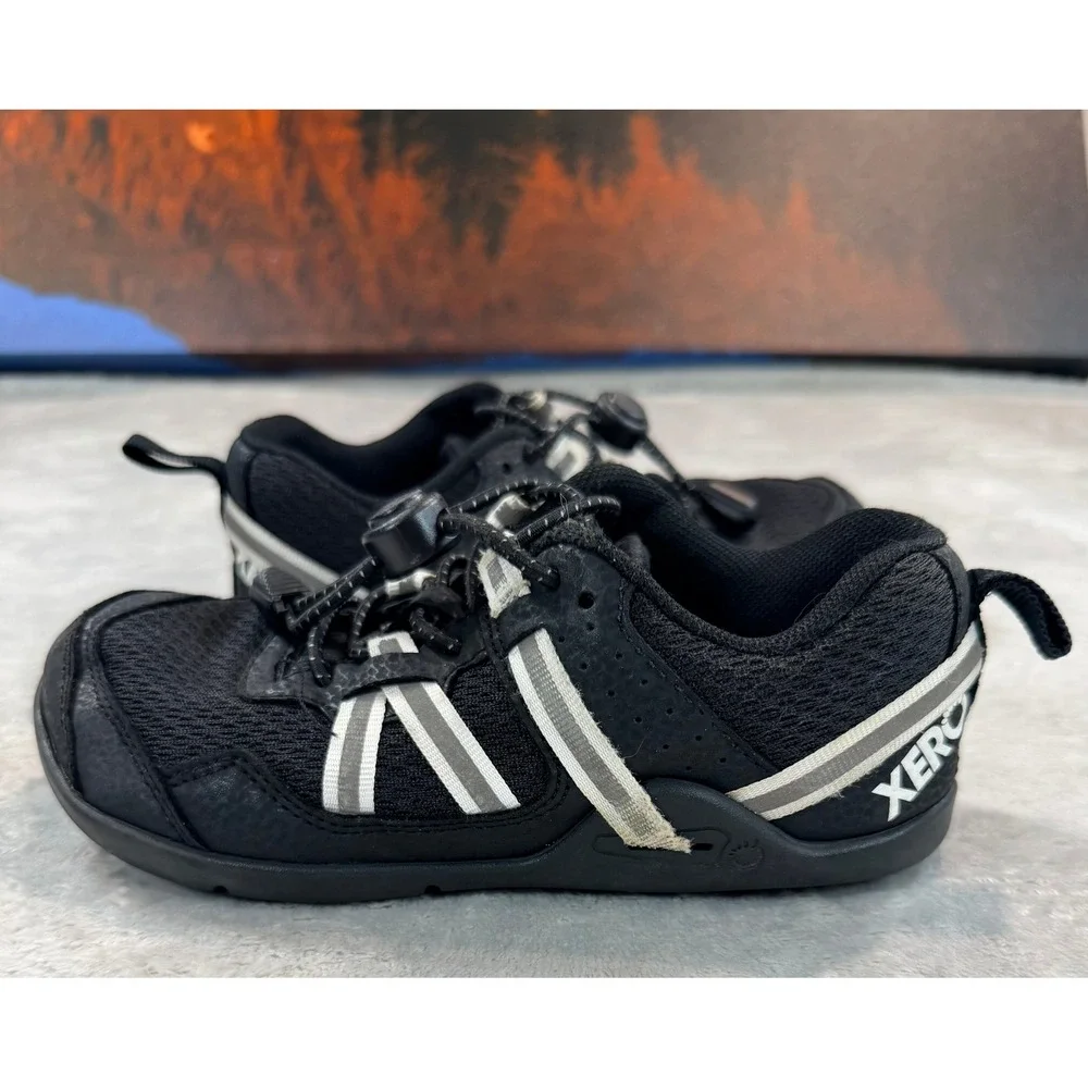 Xero Kids Prio Barefoot Wide Toe Box Running Athletic Shoes Black White Size 13